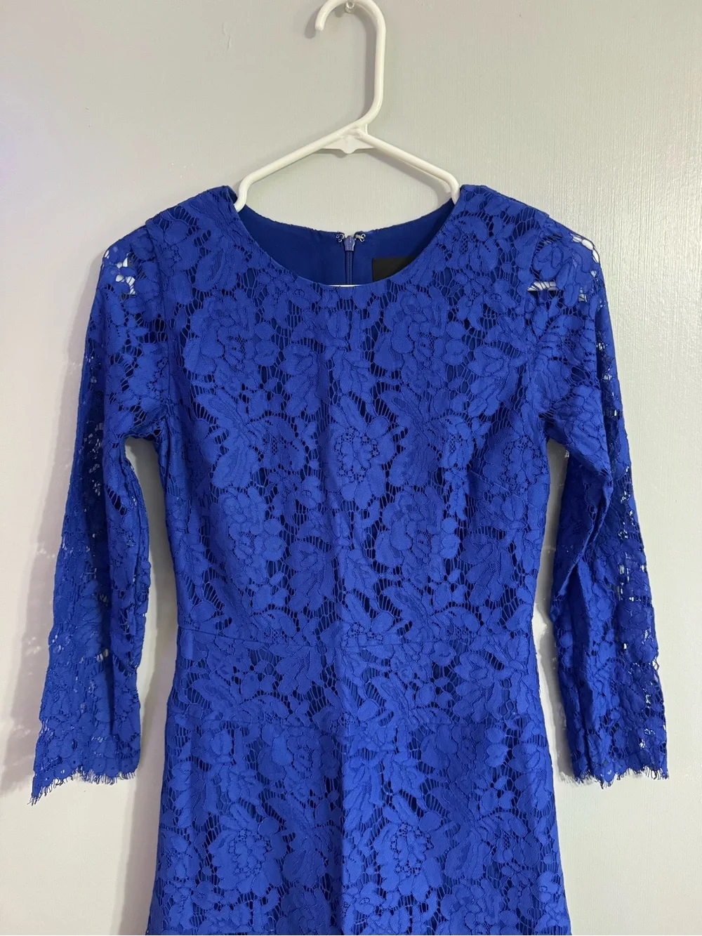 J. Crew Cobalt Blue Floral Long Sleeves Lace Dress Size 0